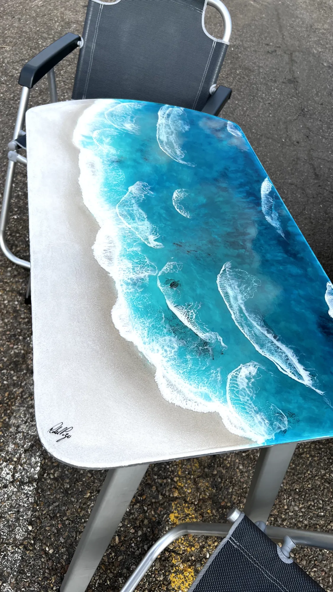 Mesa resina — obra de resina epoxi