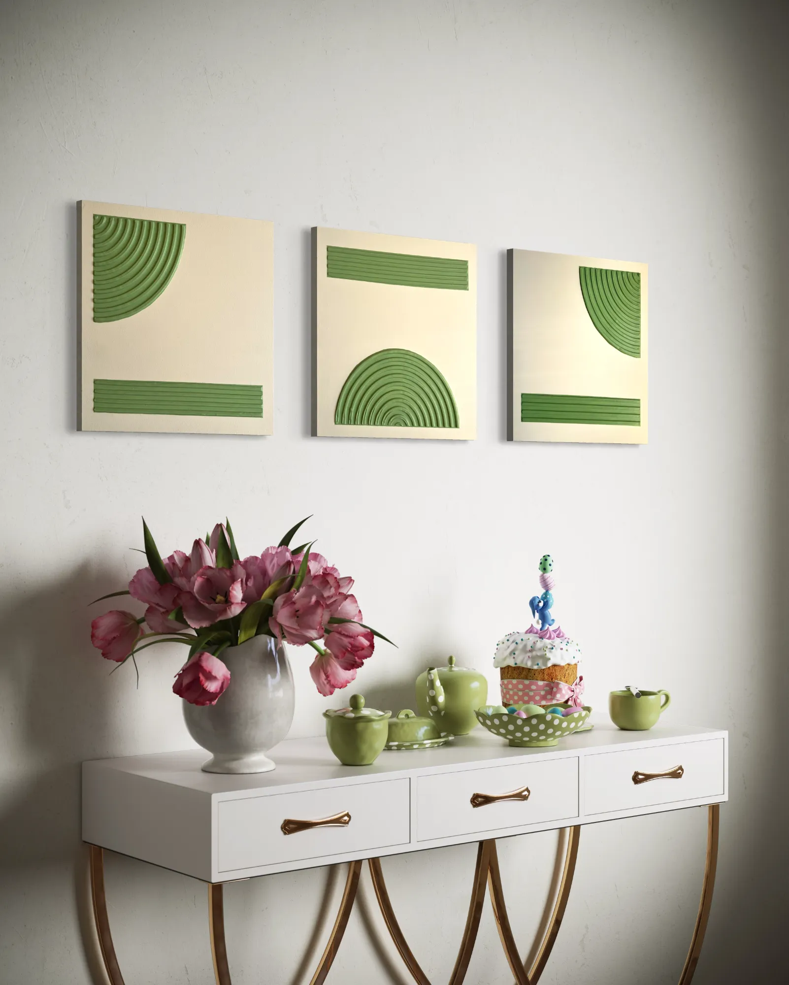 triptico Texturas — obra de resina epoxi